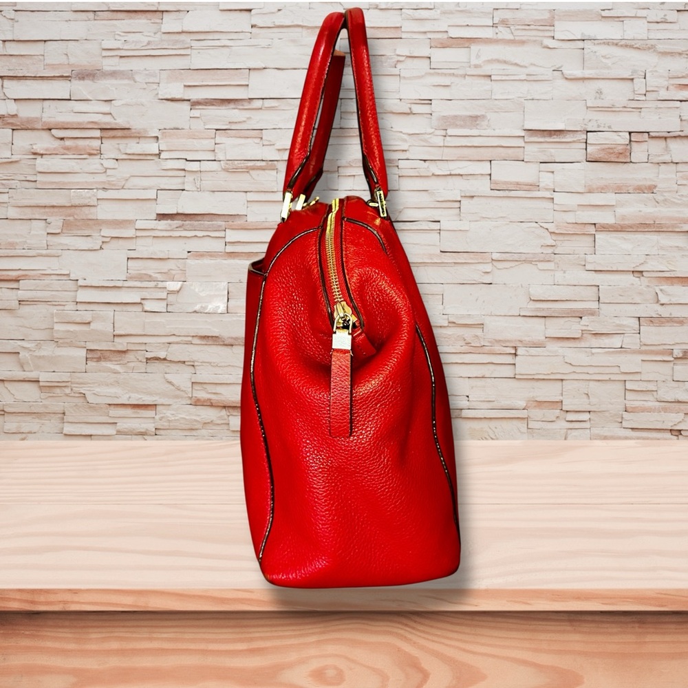 MICHAEL KORS Riley Chili Red Pebbled Leather Satchel - Picture 4 of 6